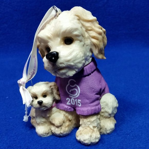 March Of Dimes 2015 Terrier Mom and Puppy Ornament Purple Sweater No Box - Picture 7 of 10